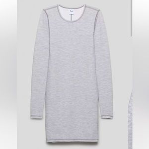 TNA Aritzia‎ Virtue Heather Dover Grey Waffle Knit Sweat Wicking Dress NWOT S